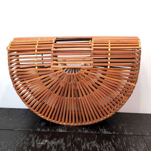 Bamboo 11" half moon bamboo bag purse - Picture 2 of 6